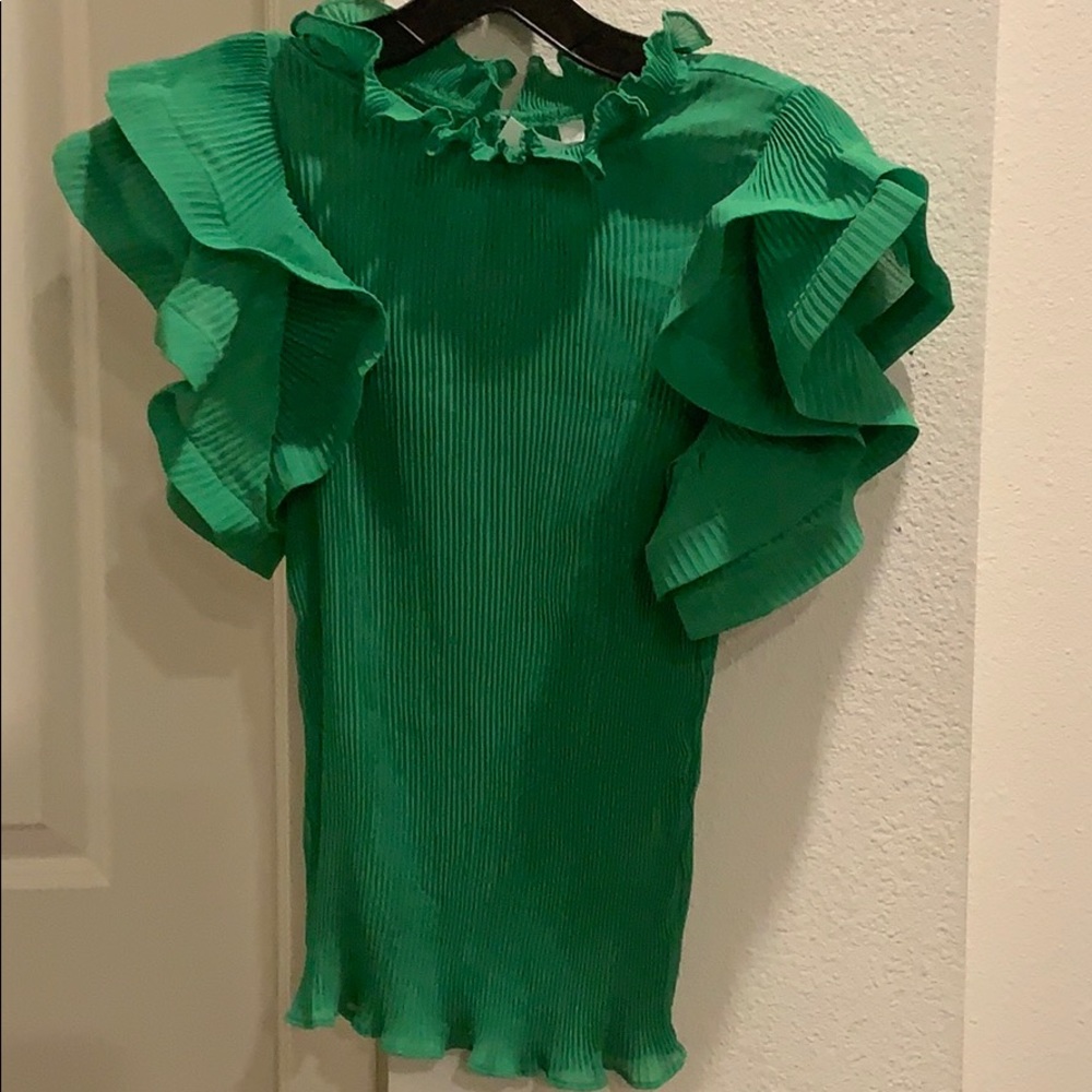 Mock neck chiffon blouse